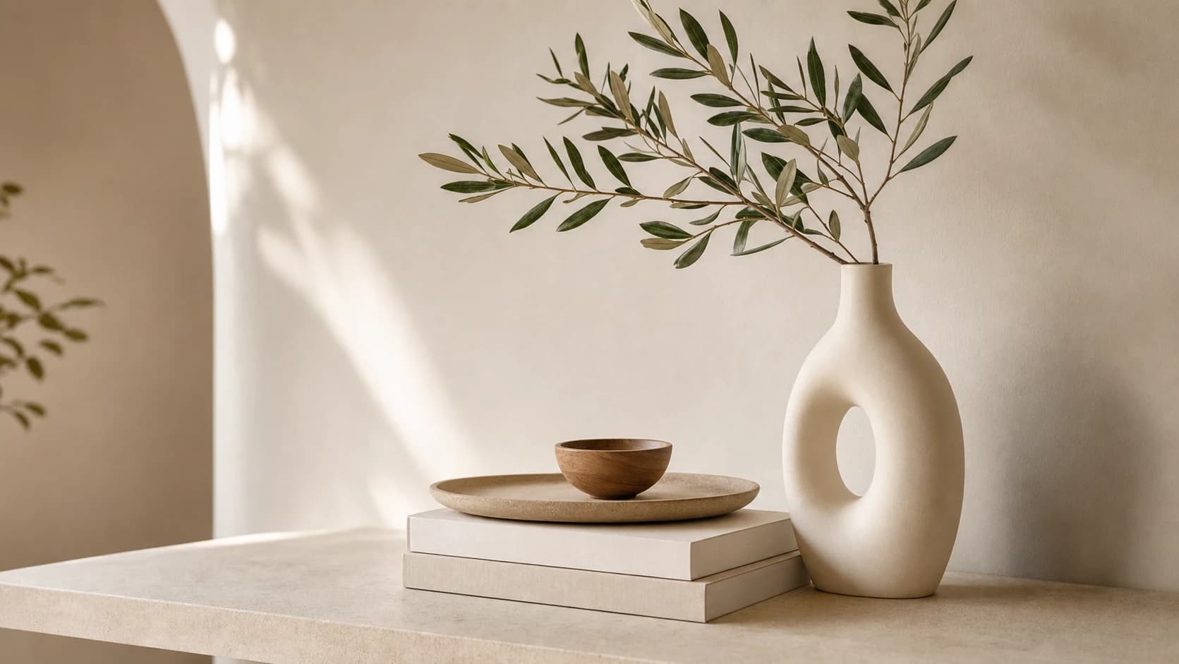 Vase und Schale in ruhiger Praxisatmosphäre